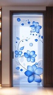 蓝花玻璃门 精致家居装饰