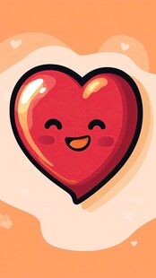 可爱笑脸红心插画
