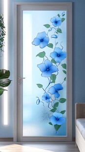 蓝花玻璃门 清新家居风