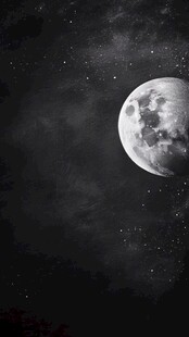 黑白月夜星空梦幻景象