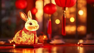 兔形花灯映红灯添年味