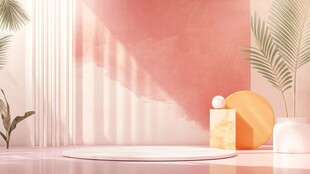 粉色简约室内展示空间