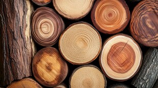 多彩原木切面纹理特写