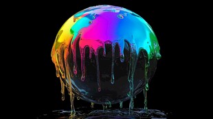 彩色液体流淌的梦幻球体