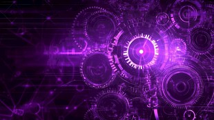 紫色科技风齿轮背景图案