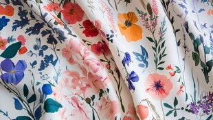 多彩花卉印花布料纹理