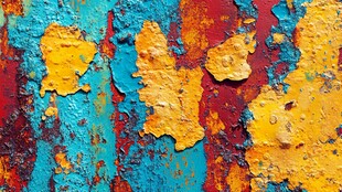 剥落彩漆墙面纹理特写