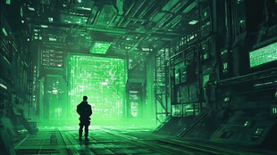 迈向绿光科技之门的身影