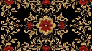 黑金花卉奢华复古装饰图案