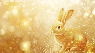金色萌兔 梦幻光斑背景