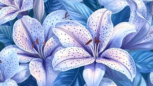 梦幻蓝紫色百合花图案