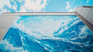 海浪墙绘 灵动海洋艺术呈现