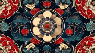 中式古典花卉纹样图案