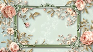 复古花卉相框背景图