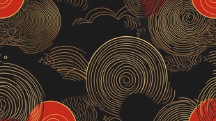 黑金红中式几何纹理图案