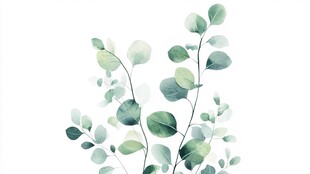 清新水彩风绿植枝叶图