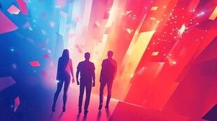 三人迈向炫彩科技空间