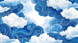 蓝白祥云图案背景设计