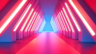 未来感霓虹灯光隧道空间