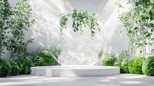 梦幻绿植环绕的透明球体空间