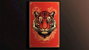 红色虎图 尽显王者风范