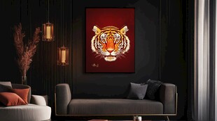 猛虎挂画装点现代风客厅