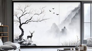 中式水墨风客厅山水装饰画