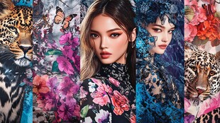 梦幻花卉与动物美女拼图