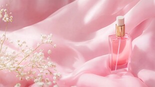 粉色浪漫香水与清新花饰