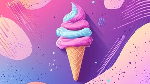 梦幻双色冰淇淋插画