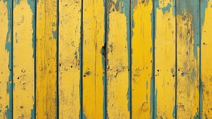 斑驳黄蓝相间的木板墙