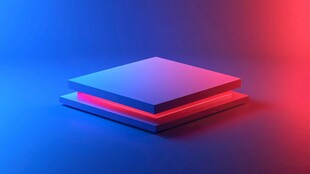 双色光效下的立体几何方块