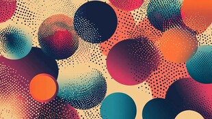 多彩波点圆形抽象艺术图案