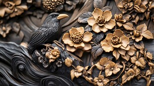 木雕花鸟图