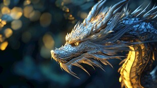 威严龙首 奇幻光影下的神兽