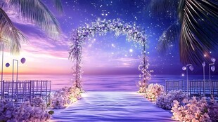 浪漫海边梦幻婚礼场景