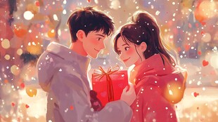 冬日情侣甜蜜赠礼时刻