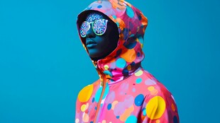 彩色波点连帽装的时尚造型