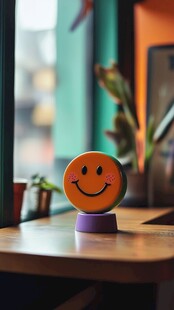 窗边笑脸摆件营造温馨氛围