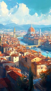 佛罗伦萨城市景观油画