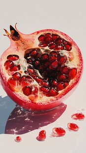 切开的红石榴诱人瞬间