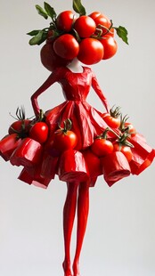 番茄创意造型的时尚人偶