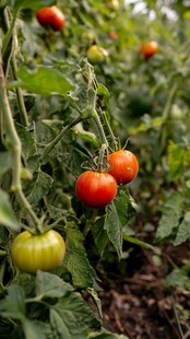 田间成熟的鲜艳西红柿