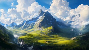 壮丽高山草原梦幻美景