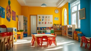 明亮多彩的幼儿教室场景