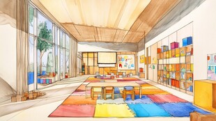 明亮多彩的儿童活动室场景