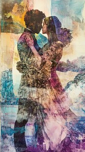 浪漫情侣的梦幻艺术剪影