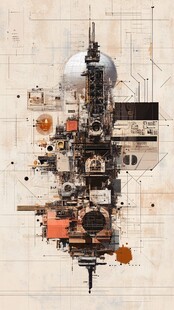 未来机械装置艺术插画