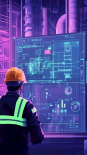 工人专注操控工业智能屏幕