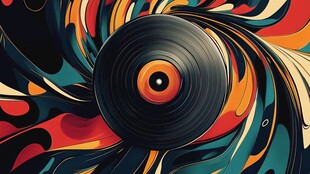 炫彩黑胶唱片艺术插画